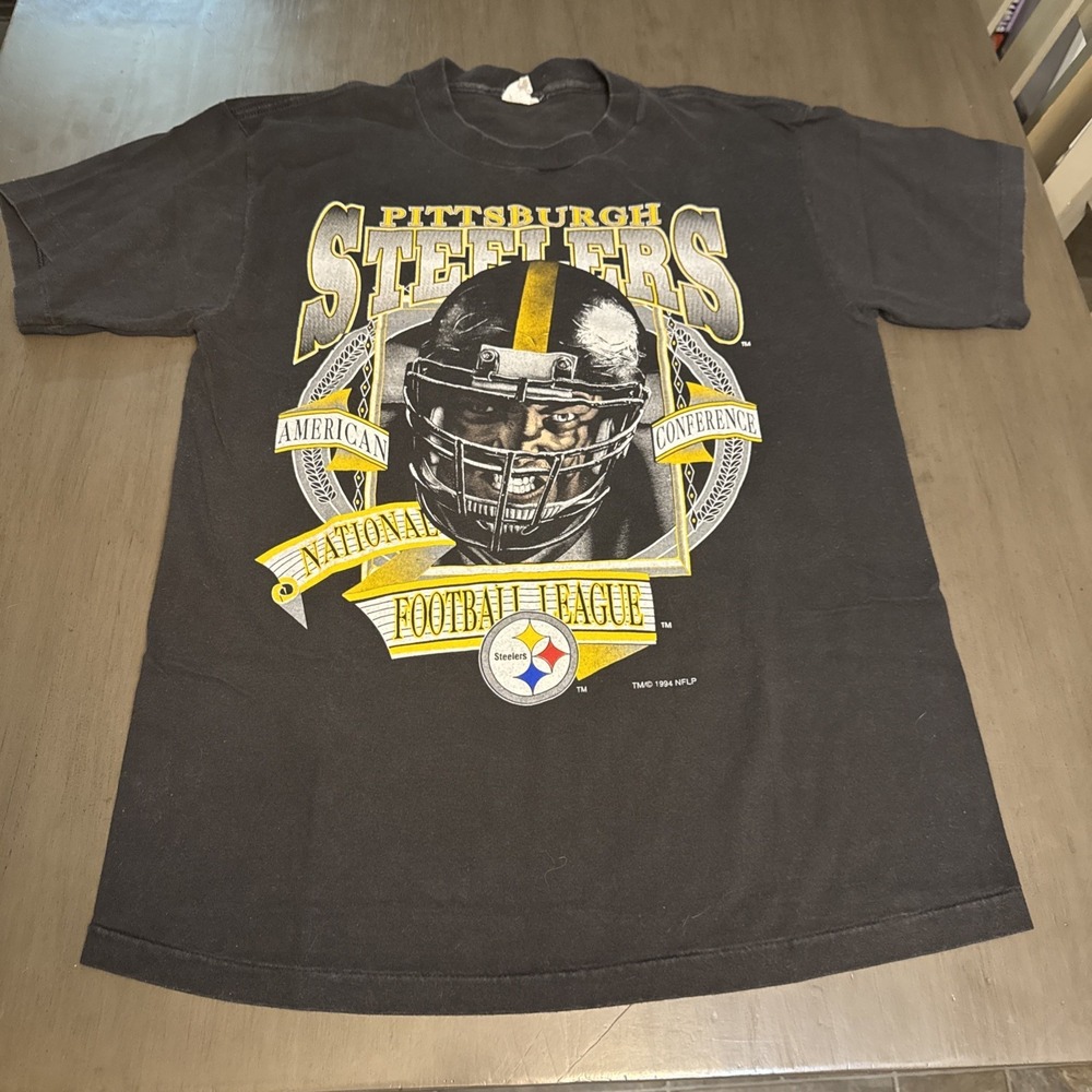 Jack Lambert Pittsburgh Steelers  L Shirt NFL Football Black Vtg Single Stitch